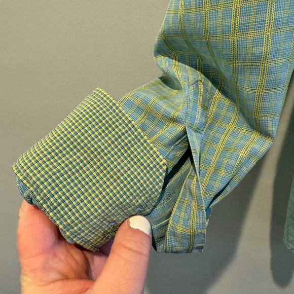 Bugatchi Uomo Flip Cuff Dress Shirt Plaid Long Sleeve Button Up Size L - Picture 7 of 11